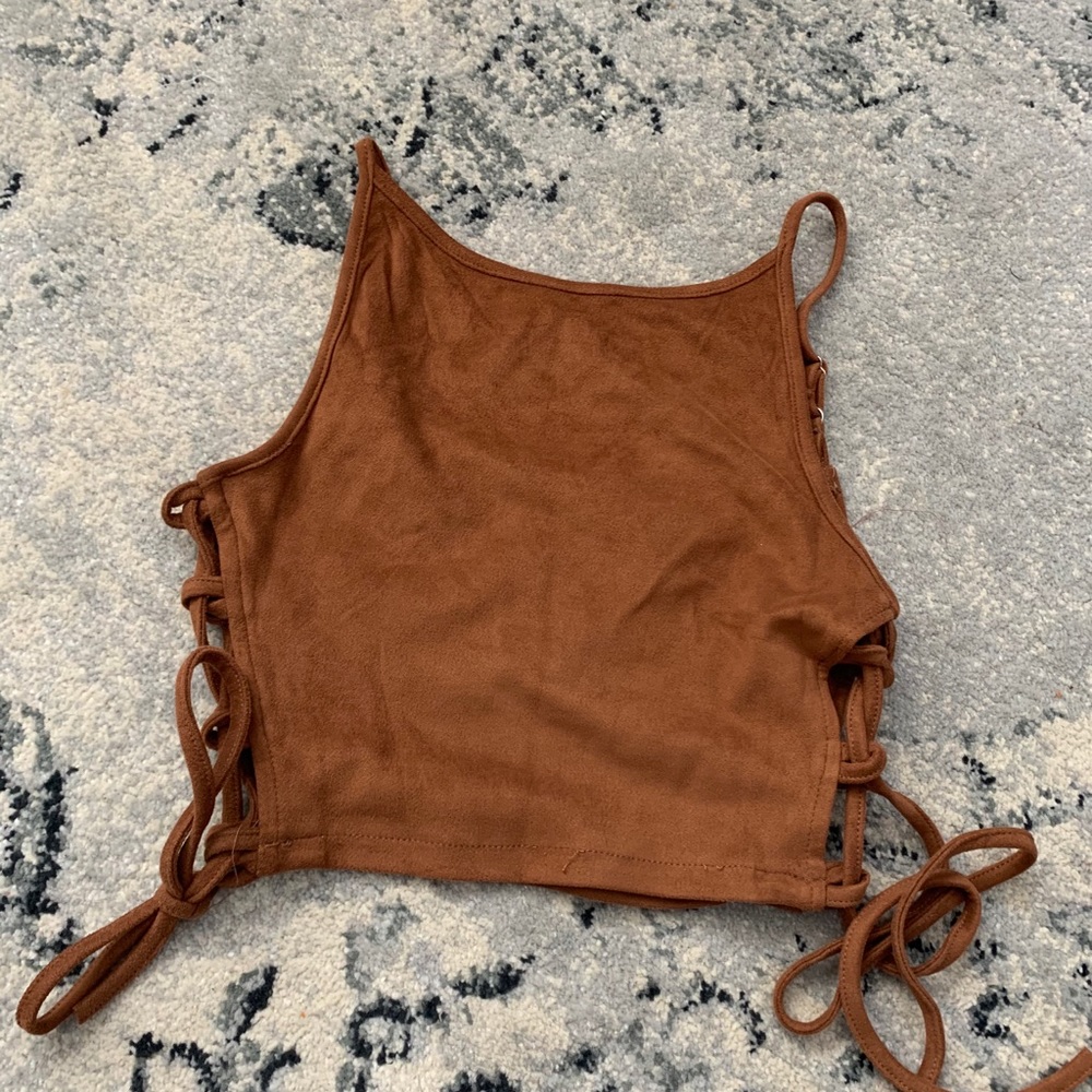 LF Brown suede crop top